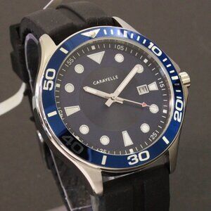 Caravelle Men's Sport Watch By Bulova Sunburst Dial Silicone Strap 42mm